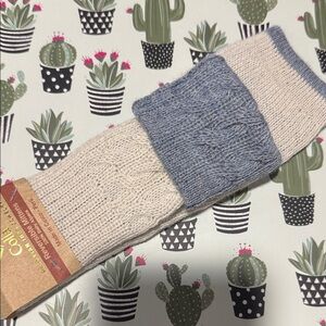 Cozy Knit gloves fingerless in Cream and Blue alpaca warm cozy Colla brand